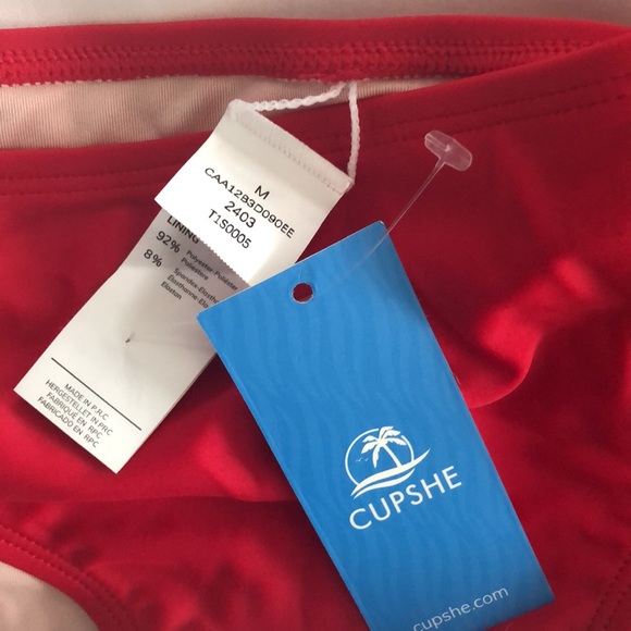 CUPSHE Red Classic Hipster Bikini Bottom Medium - Picture 4 of 6